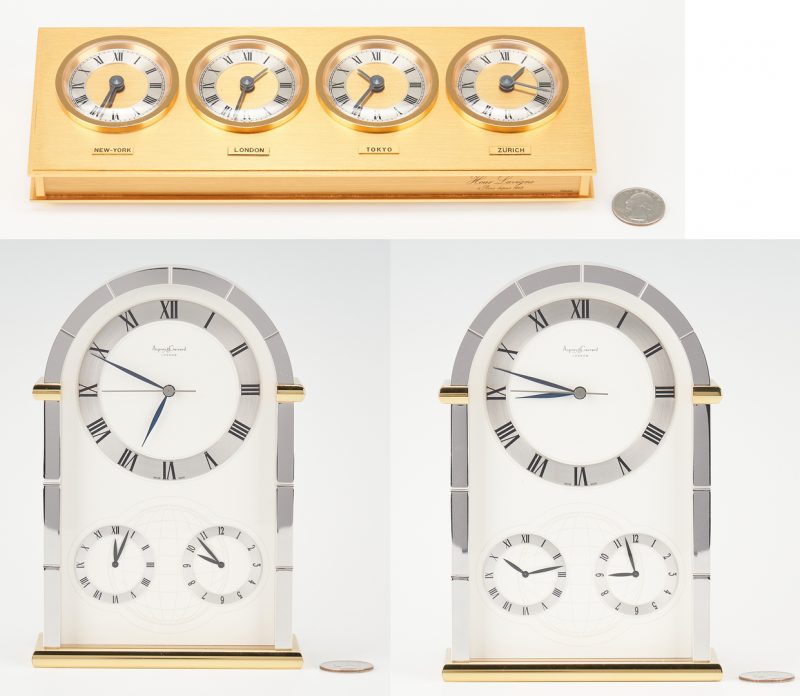 Lot 702: 3 World Time Desk Clocks, Asprey Garrard & Lavigne