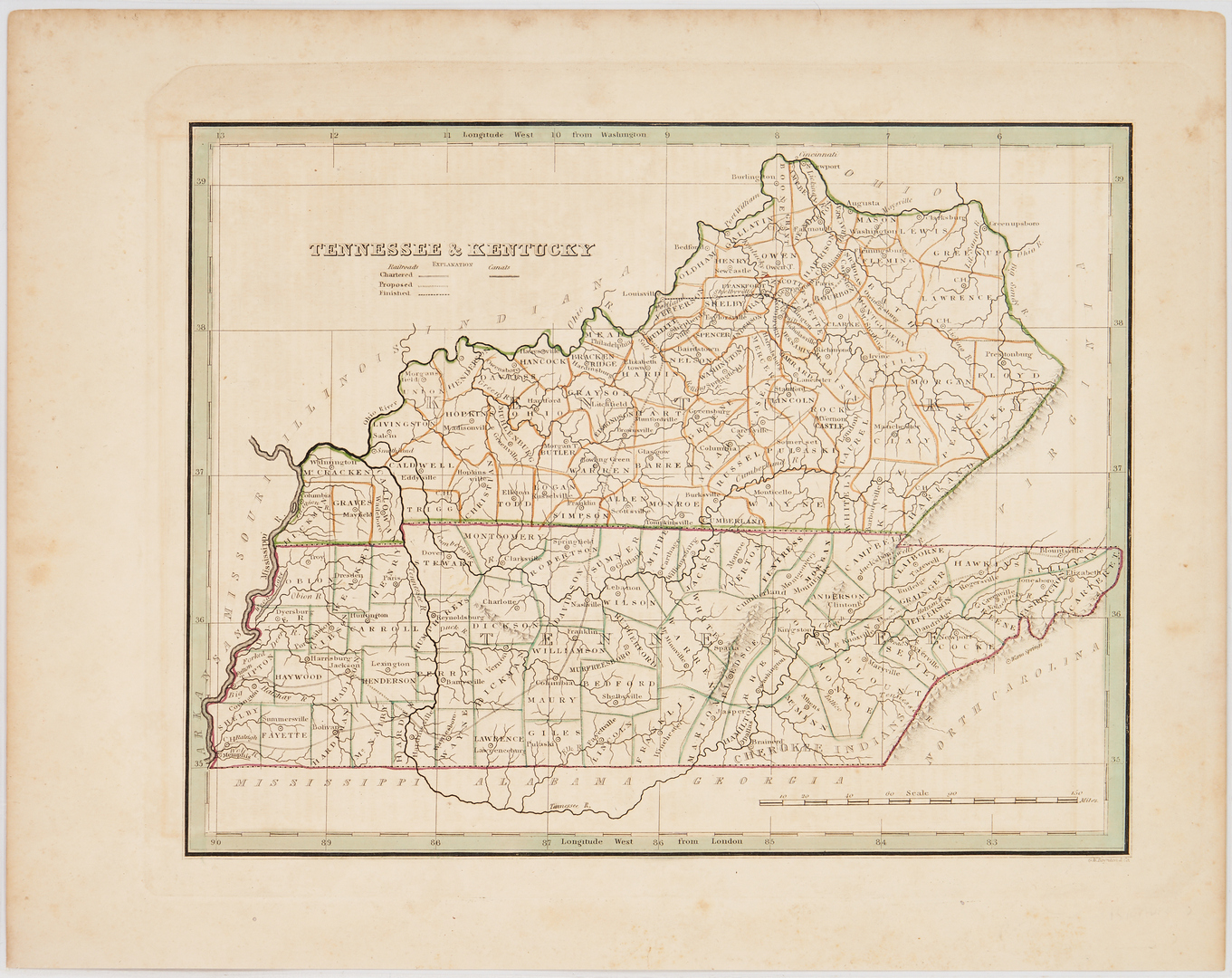 Lot 711: 4 KY and TN Maps plus KY Civil War Print, 5 items