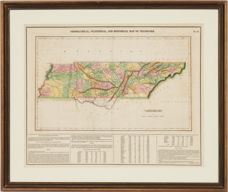 Lot 714: Tennessee Map, Lucas, Carey, & Lea, 1822