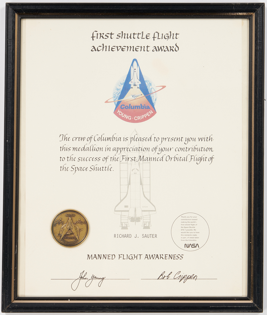 Lot 725: Columbia STS-1 Archive, incl. Flown Artifacts