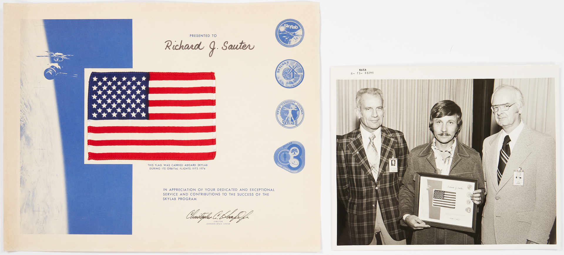 Lot 726: Richard J. Sauter NASA Archive, incl. Flown Flags