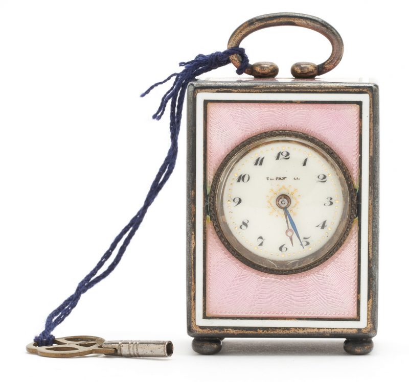 Lot 72: Tiffany & Co. Guilloche Enameled Clock