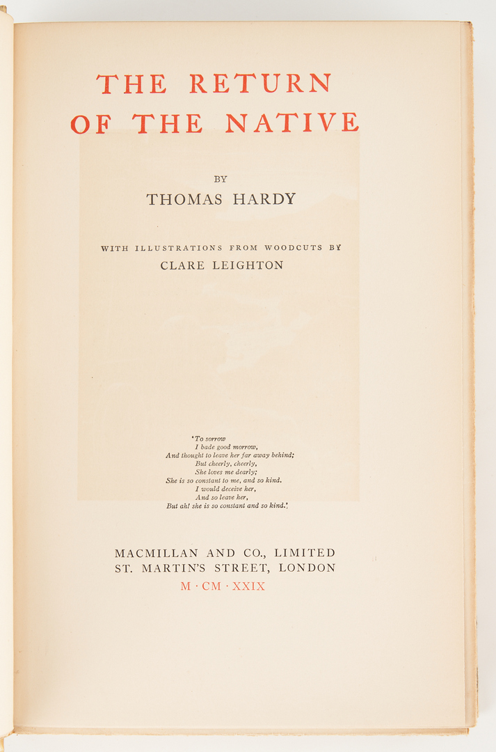 Lot 732: 2 Thomas Hardy Books, incl. Author Signed TESS, 1926