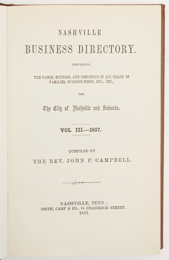 Lot 735: 9 Nashville Related Publications, incl. Tax Ledger, Legal Books
