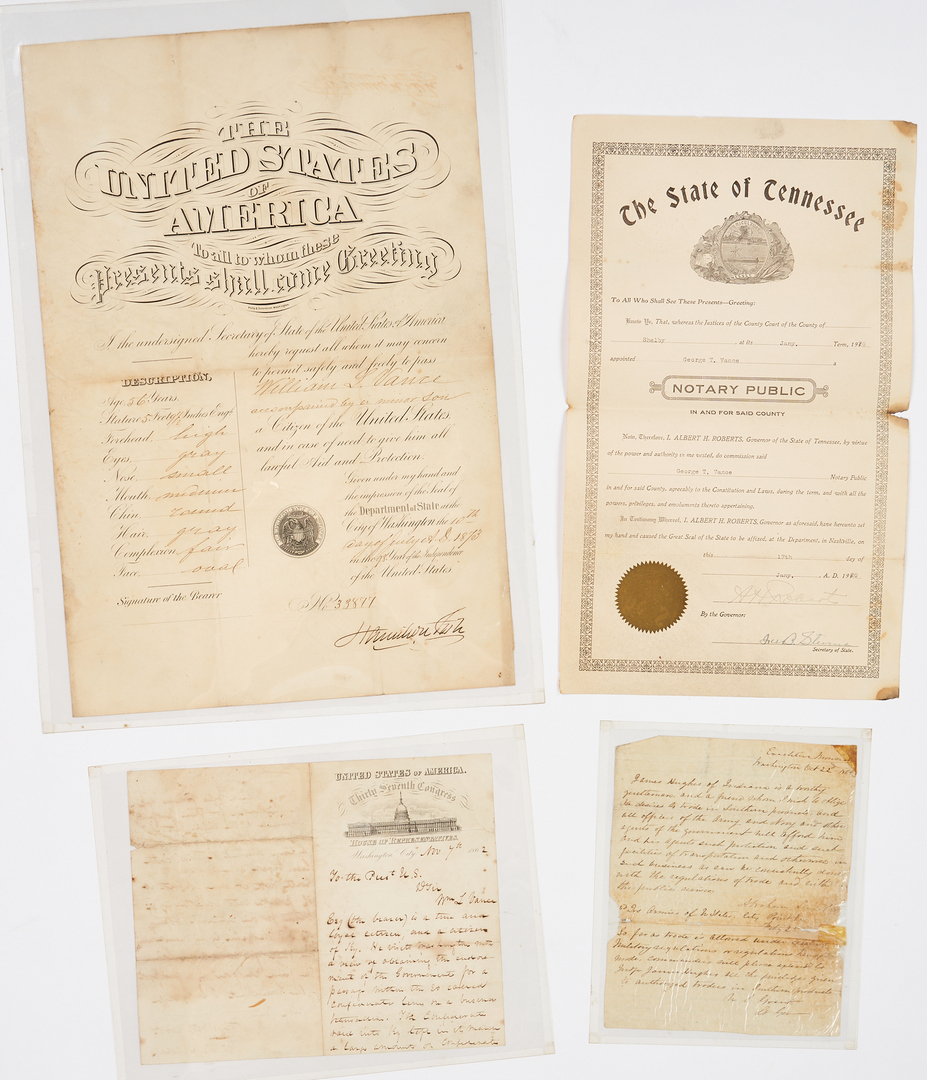 Lot 748: Archive: Wm. Vance of Memphis, TN, Slave and Lincoln Assassination interest
