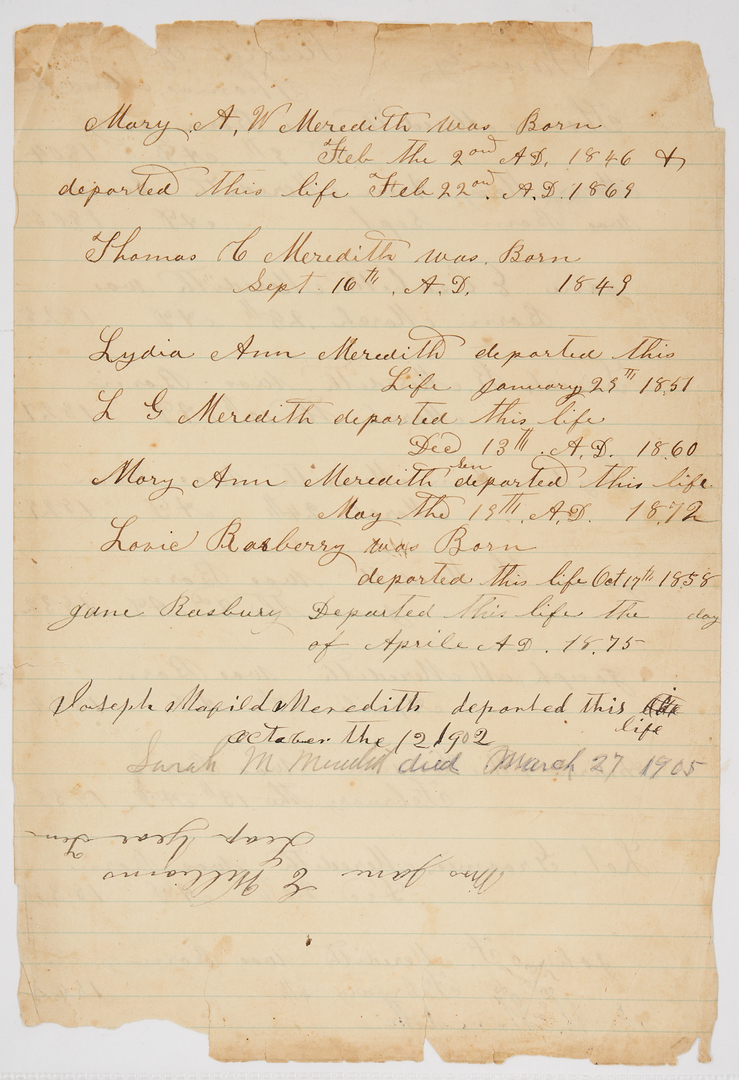 Lot 755: Civil War Joseph Meredith Archive, TN, incl. Badge, Johnston Parole Document