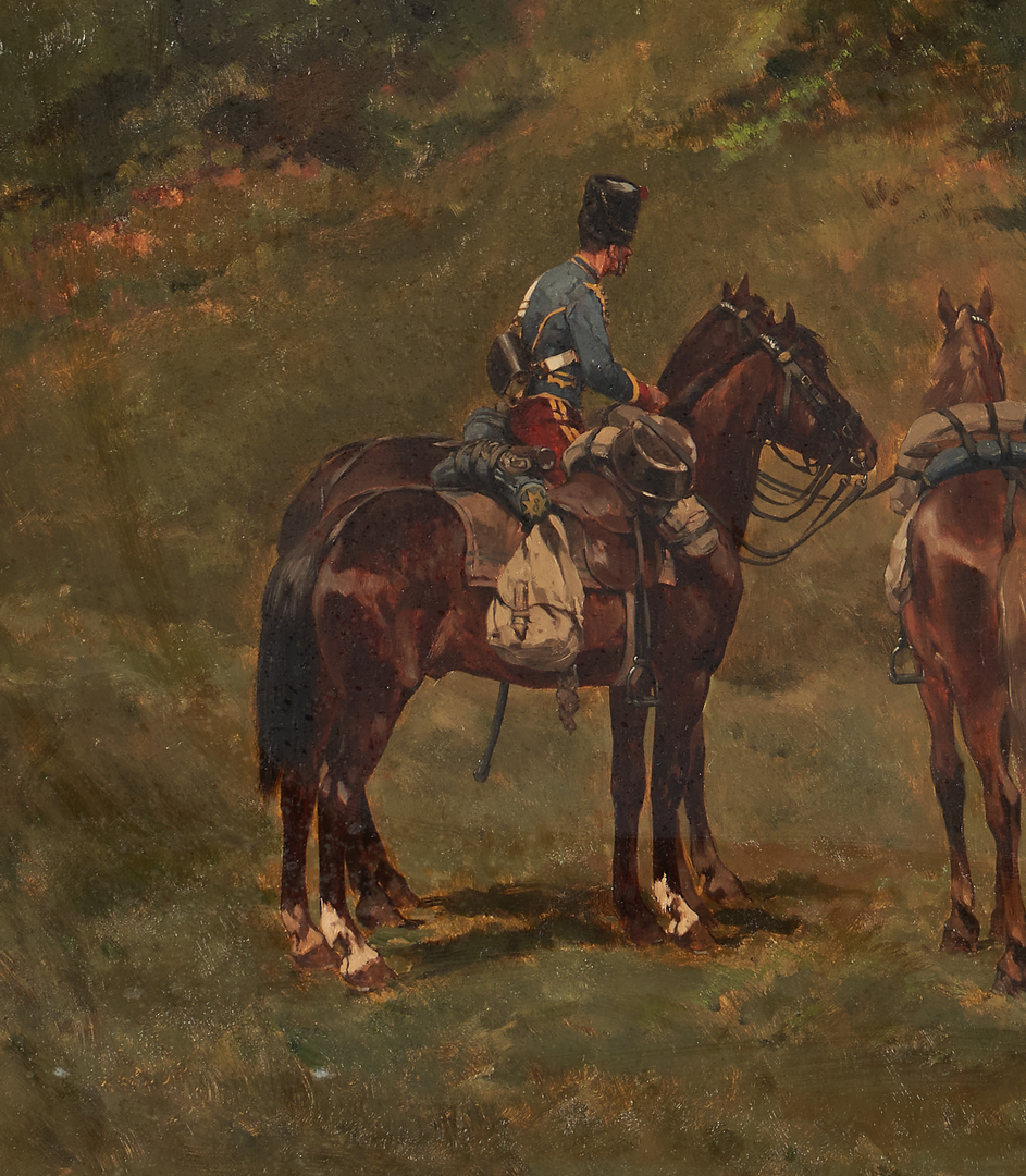 Lot 778: Georges-Louis Hyon O/C Military Painting, Les Eclaireurs
