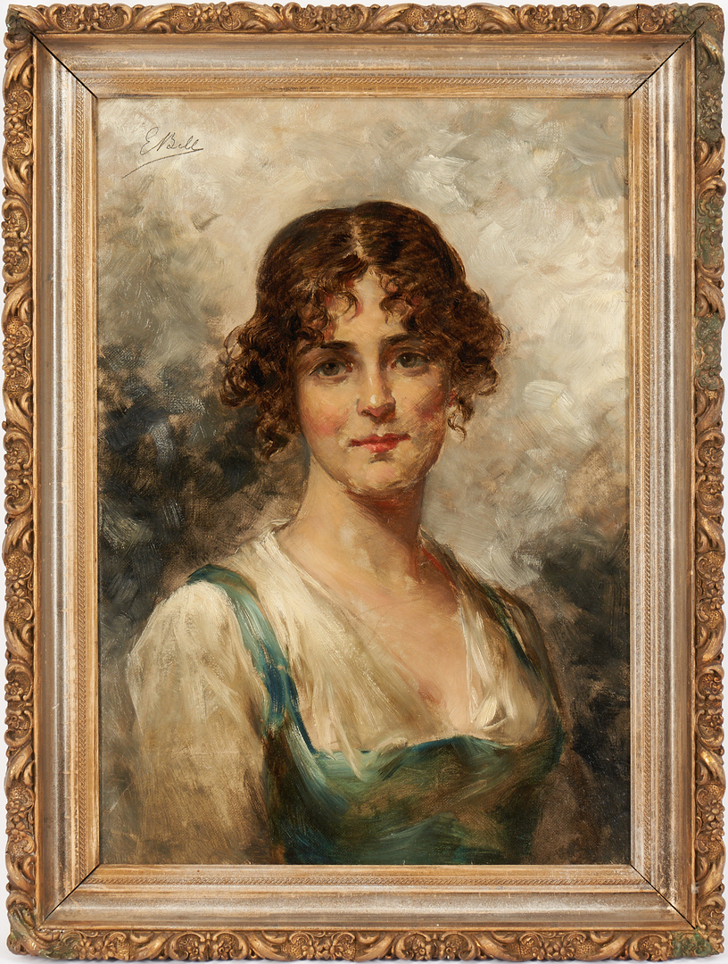 Lot 780: Oil Portrait of a Young Woman signed E. Bell