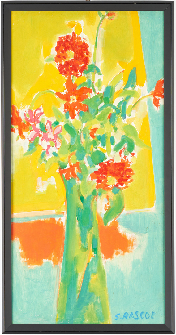 Lot 798: Stephen Rascoe Oil on Board Vase of Flowers