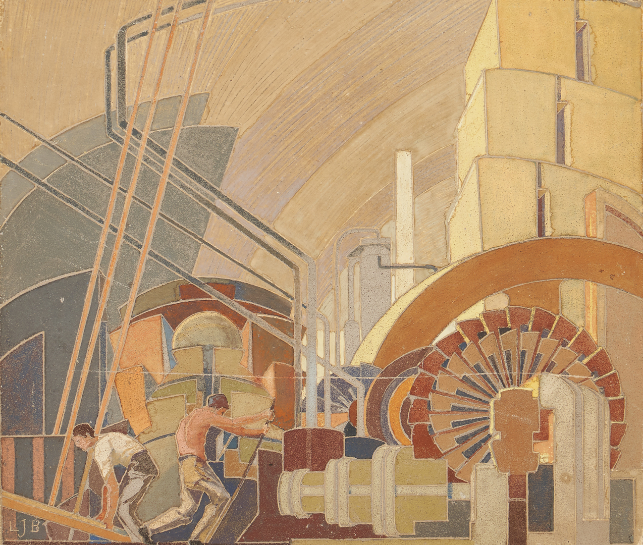 Lot 806: Lewis Borgo Industrial Painting, possible Mural Study