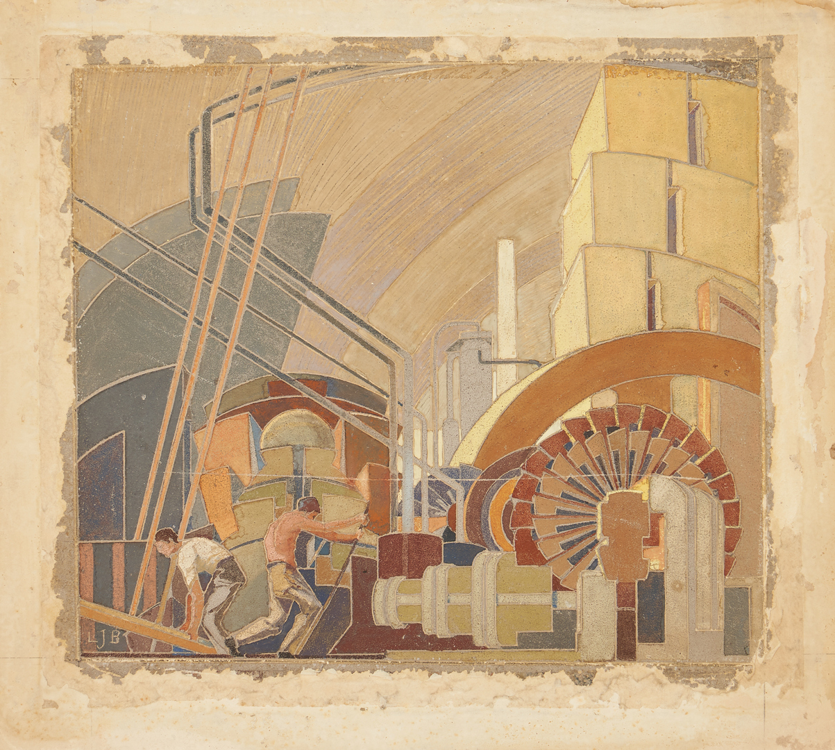 Lot 806: Lewis Borgo Industrial Painting, possible Mural Study