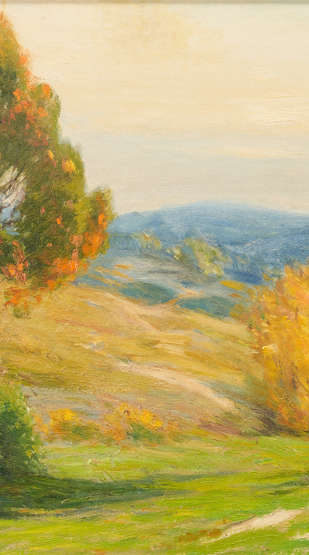 Lot 809: Gustav Weigand O/C Landscape Painting, Early Autumn Color