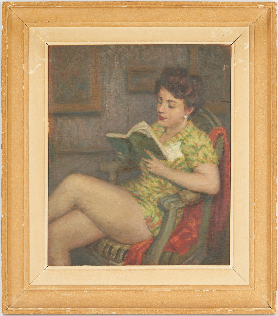 Lot 826: Jacques Weismann O/B, Portrait of a Woman Reading