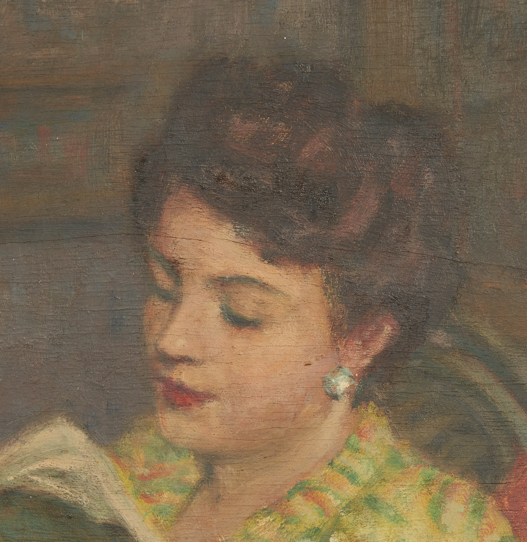 Lot 826: Jacques Weismann O/B, Portrait of a Woman Reading