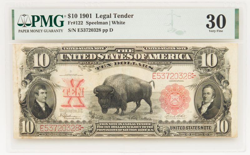 Lot 839: 1901 $10 "Bison" Legal Tender Note, FR # 122