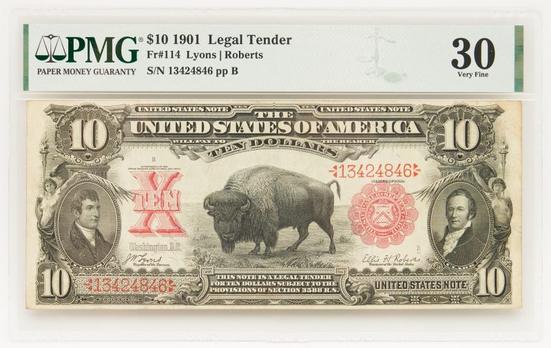 Lot 840: 1901 $10 "Bison" Legal Tender Note, FR # 114