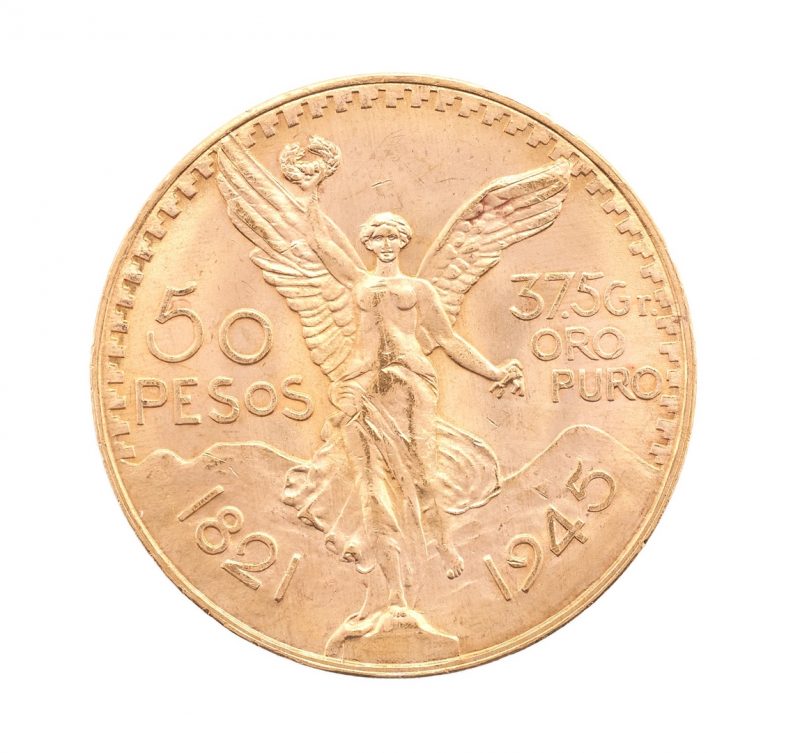 Lot 841: 1945 Mexico 50 Pesos Gold Coin, Centenario