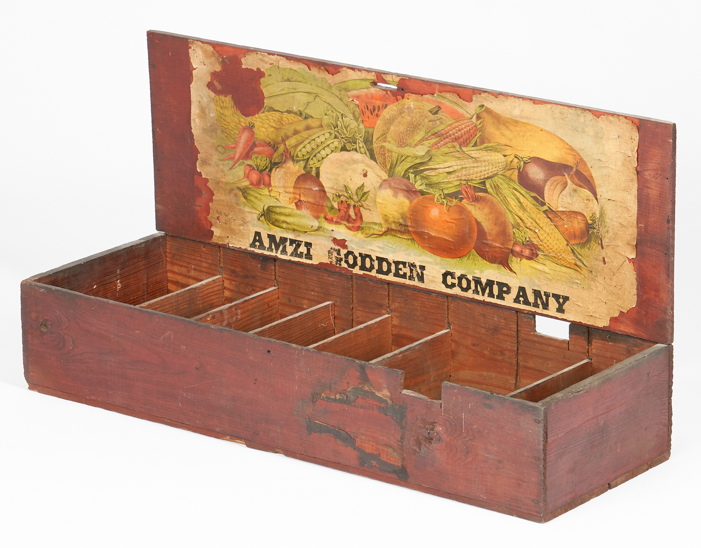 Lot 848: 3 Primitive Boxes, incl. Alabama Seed Box, Pantry Box, & Round Box