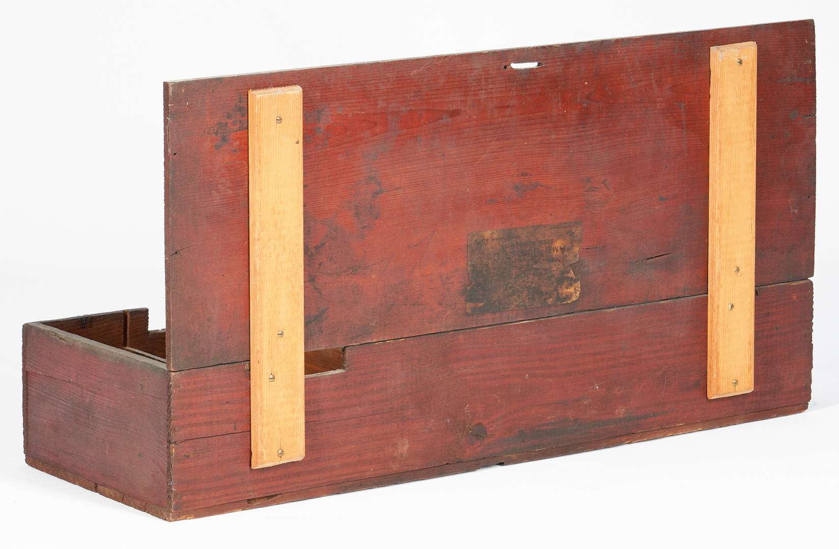 Lot 848: 3 Primitive Boxes, incl. Alabama Seed Box, Pantry Box, & Round Box