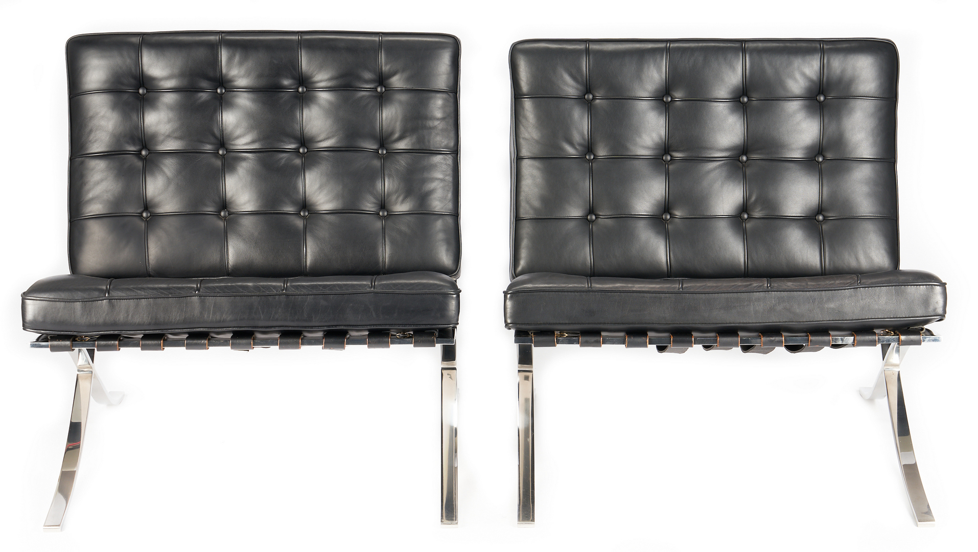 Lot 854: Pair Labeled Knoll Barcelona Chairs, Mies Van de Rohe