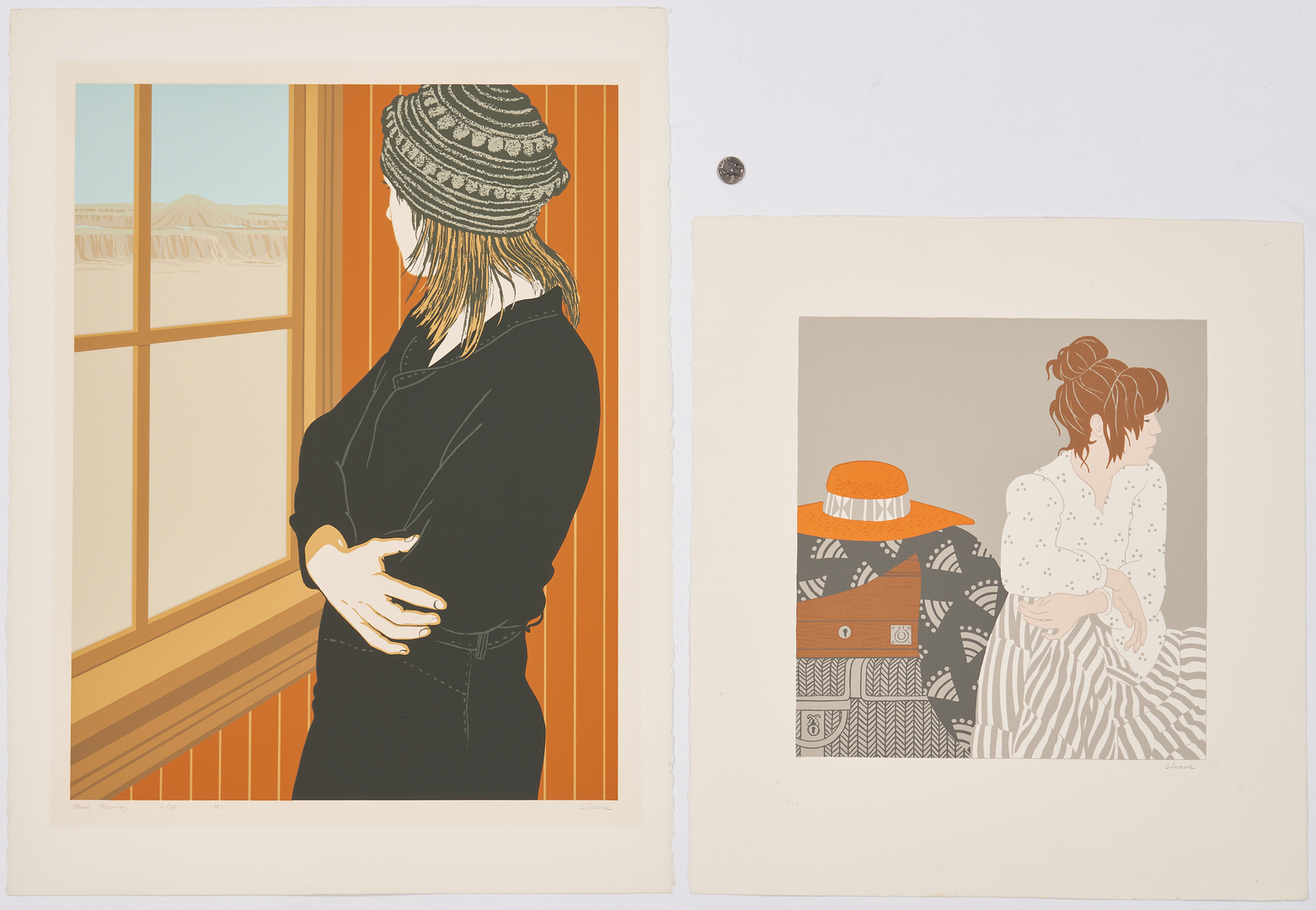 Lot 898: 2 Phyllis Lester Sloane Silkscreen Prints of Women