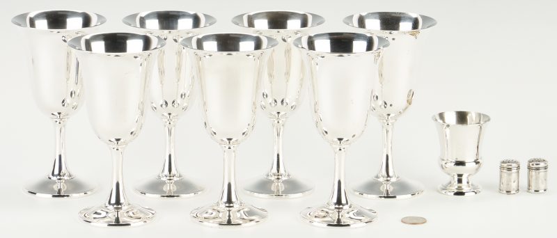 Lot 903: 7 Wallace Sterling Silver Goblets & 3 others