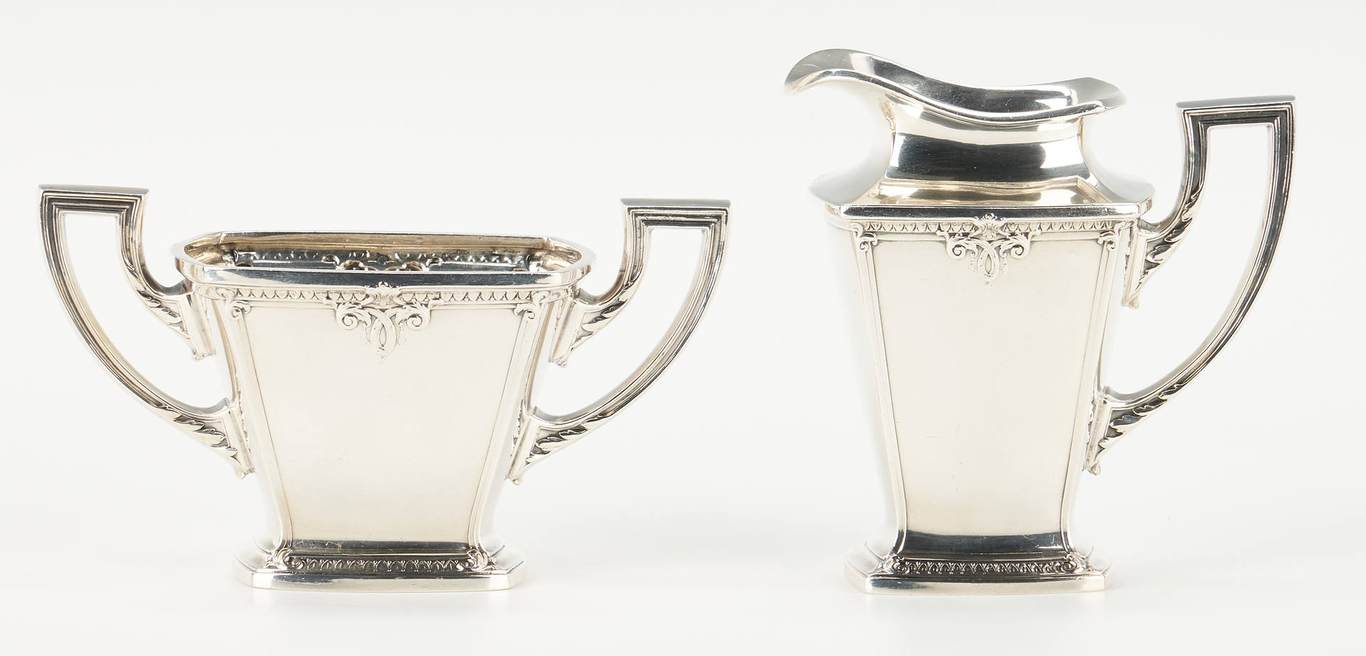 Lot 907: 3 Pcs. International Trianon Pattern Sterling Silver Tea Set