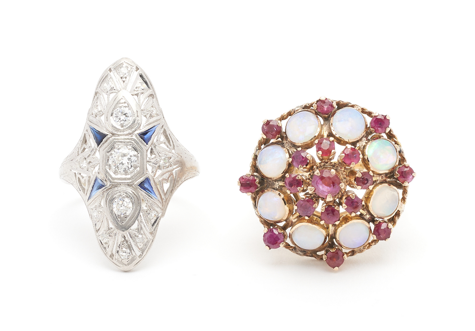 Lot 926: 2 Ladies Rings, Art Deco and Opal & Ruby