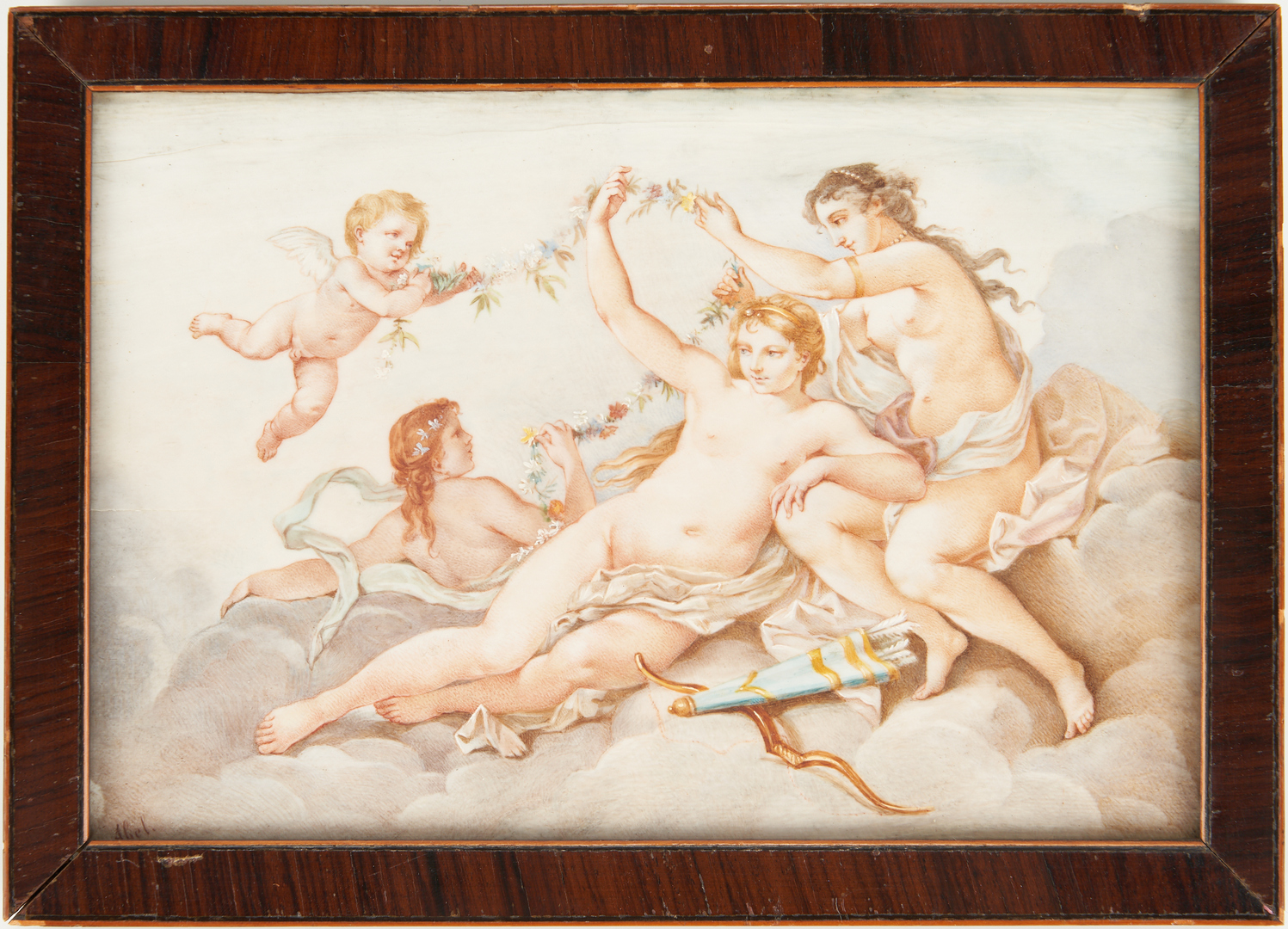 Lot 968: Italian Watercolor Classical Scene, signed Abel