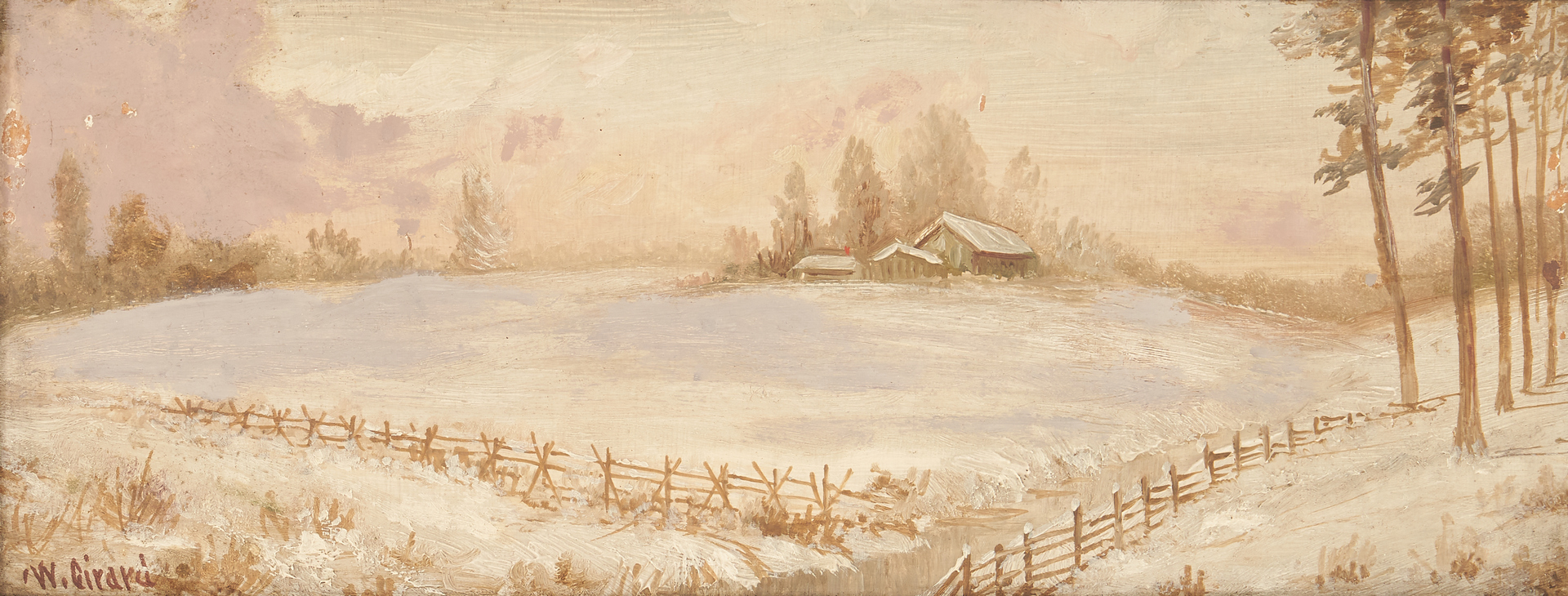 Lot 992: 2 Washington Girard paintings, Winter Landscape and Mountain in Spring