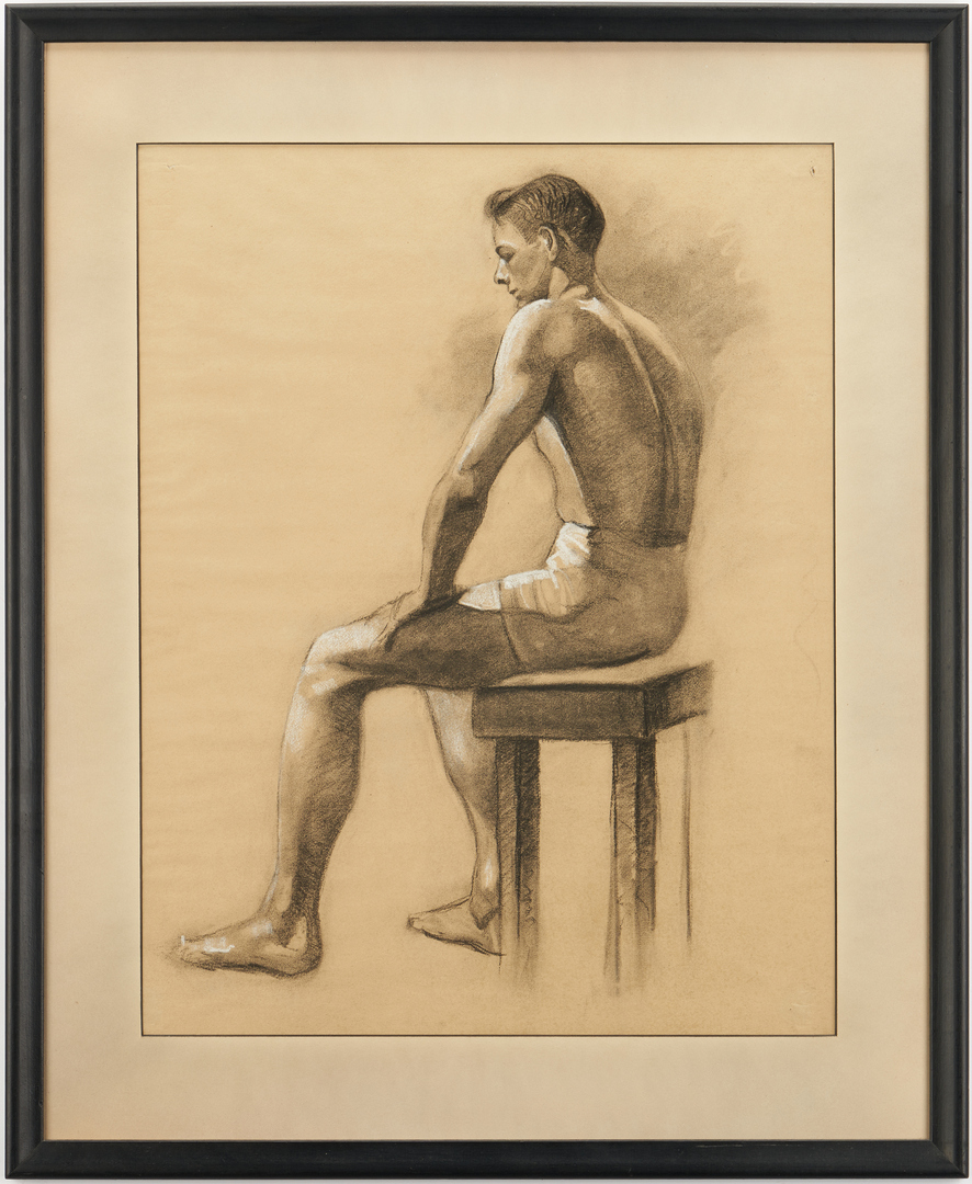 Lot 995: Charles Cagle TN Figurative Painting and Drawing (2 Items)