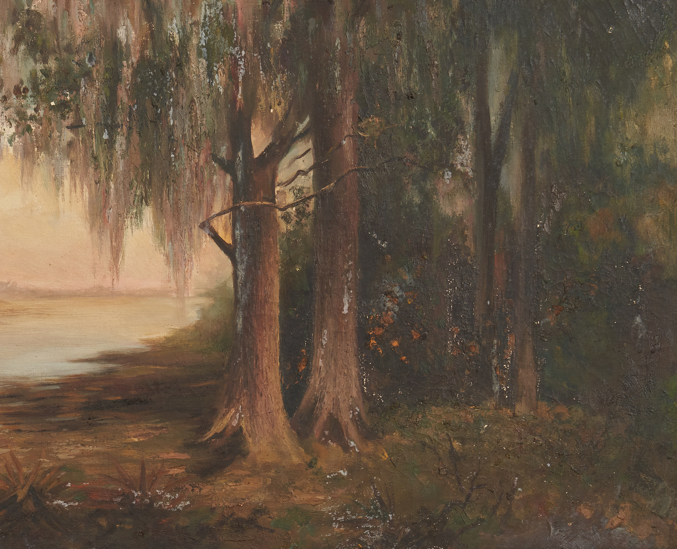 Lot 102: Southern School O/C Swamp Scene Painting, Signed