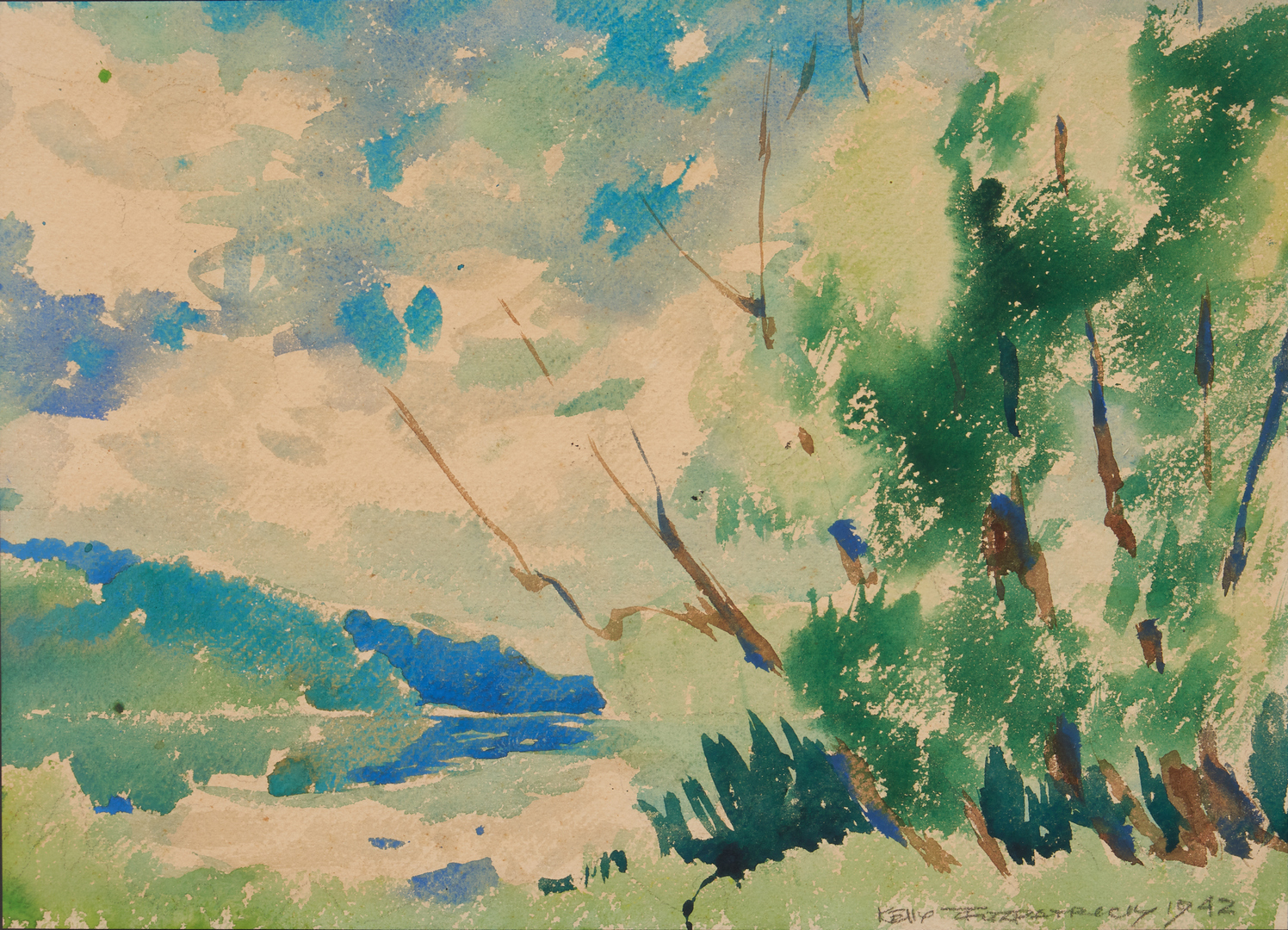 Lot 103: John Kelly Fitzpatrick W/C Landscape Painting, Coosa
