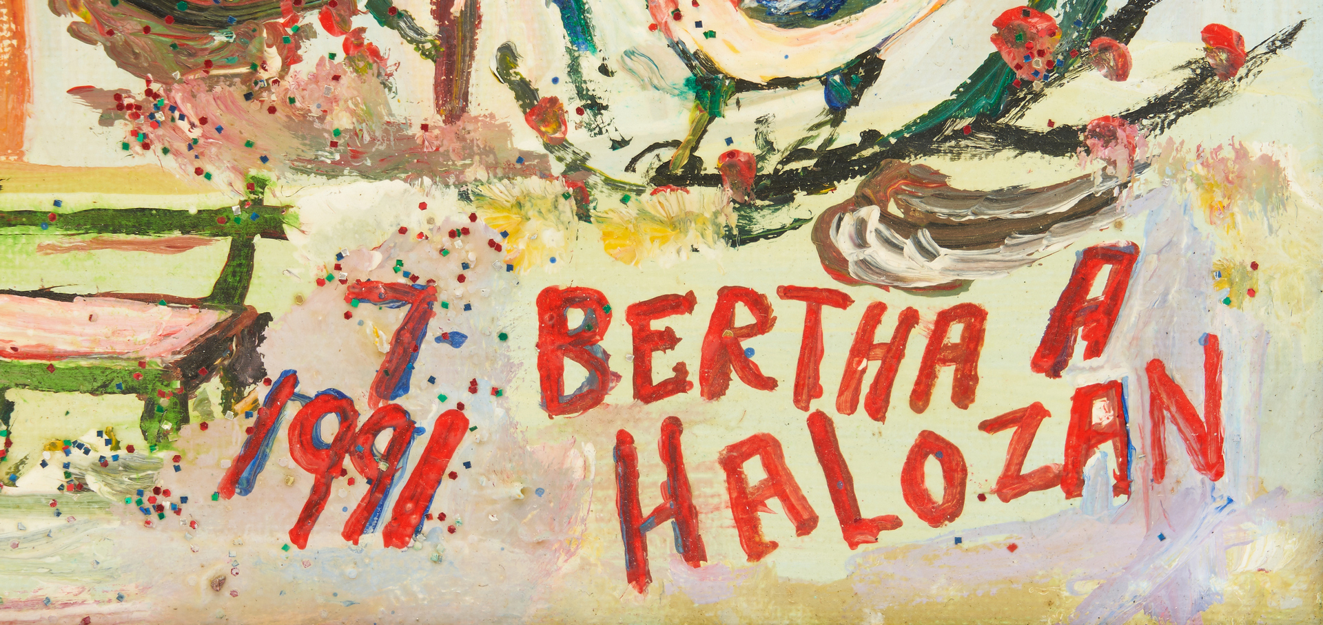 Lot 108: Bertha Halozan Outsider Art Painting, Statue of Liberty