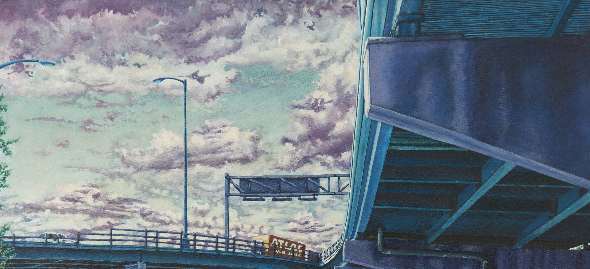 Lot 114: John Komisar Acrylic Painting, Freeway Overhead poss. Knoxville