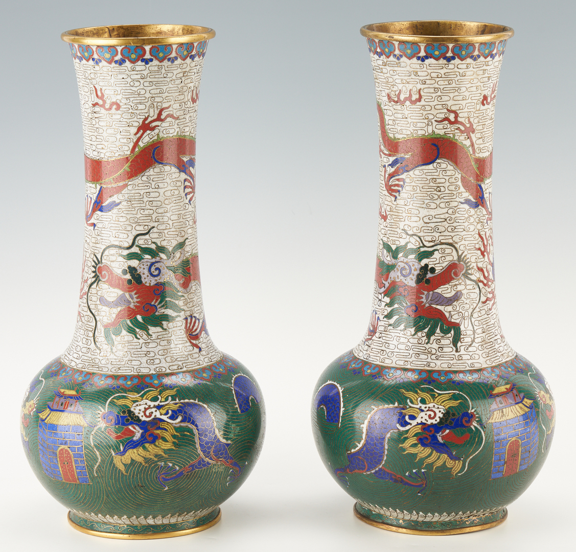 Lot 11: Large Pair of Chinese Cloissone Dragon Urns