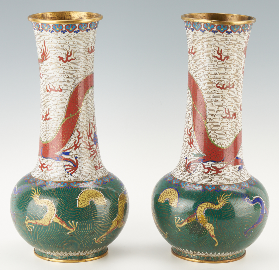 Lot 11: Large Pair of Chinese Cloissone Dragon Urns