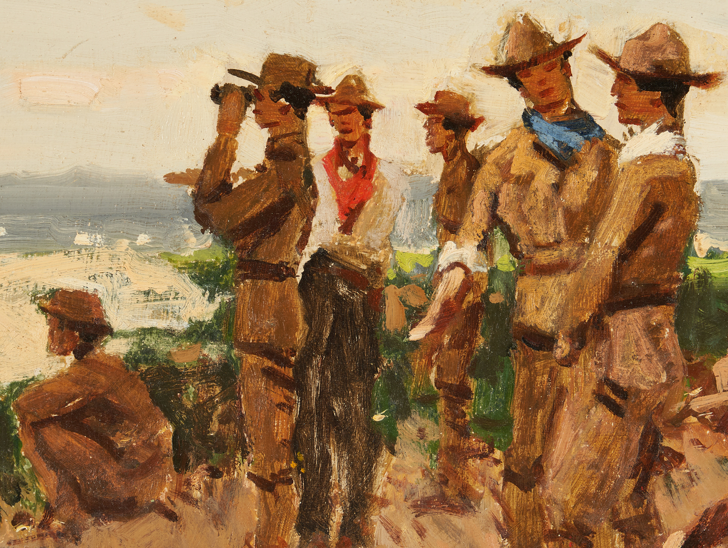 Lot 120: Gilbert Gaul Oil on Canvas, Military Scouting Party