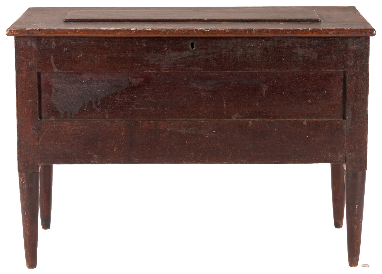 Lot 129: Southern Walnut Blanket Chest on Tall Tapered Legs, Old Surface