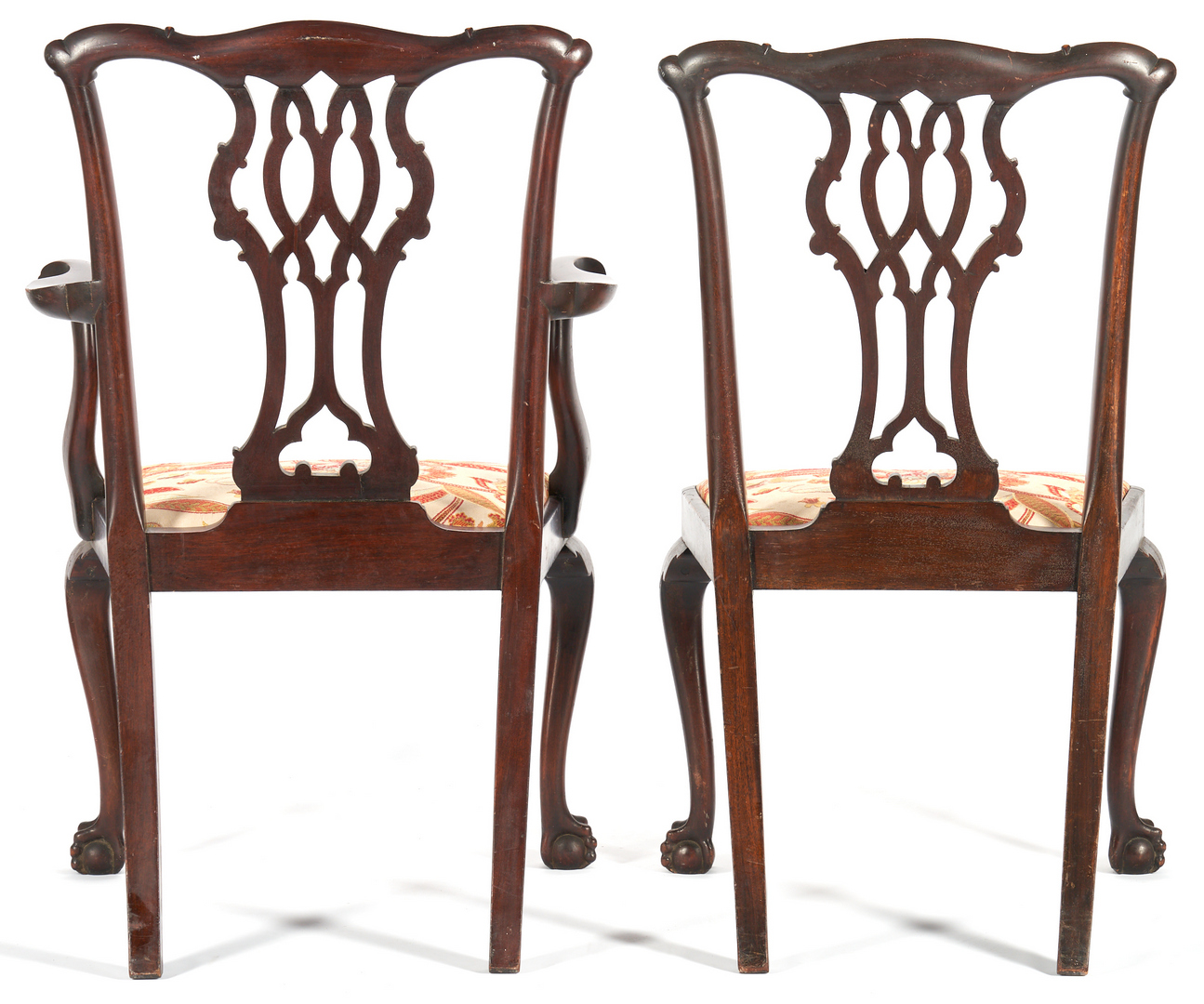 Lot 152: Set of 7 Chippendale Style Carved Mahogany Dining Chairs