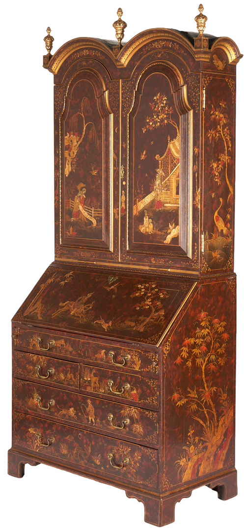 Lot 153: Georgian-Style Chinoiserie Decorated Secretary Bookcase
