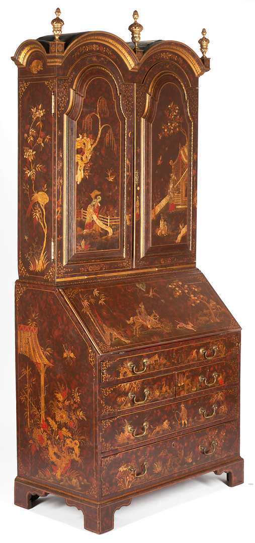 Lot 153: Georgian-Style Chinoiserie Decorated Secretary Bookcase