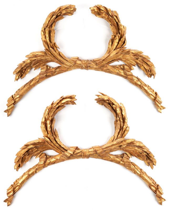 Lot 155: Pair of Large Architectural Carved Gilt Garland Swags, Italian