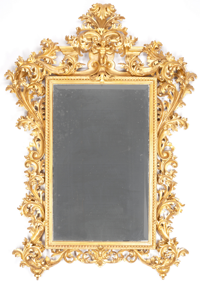 Lot 156: Large Continental Carved Giltwood Rococo Style Mirror
