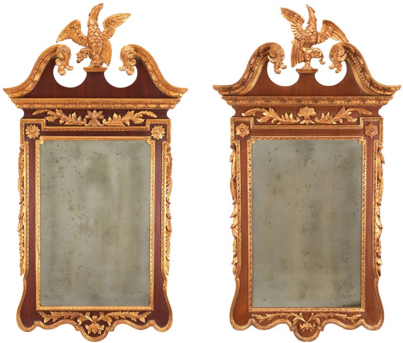 Lot 162: Two George II Style Parcel Gilt Mirrors w/ Eagle Crests