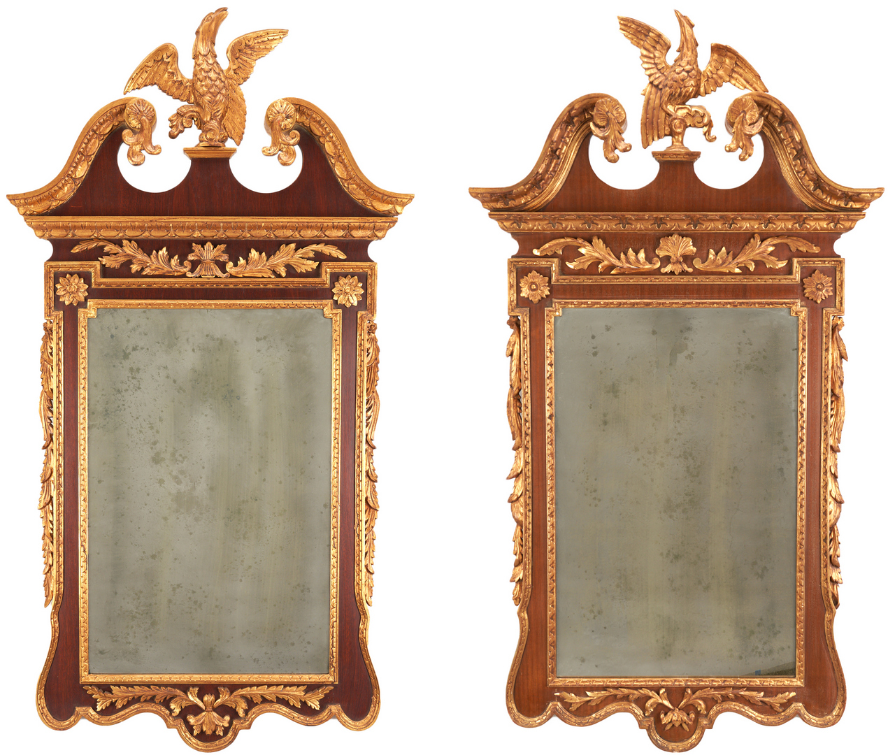 Lot 162: Two George II Style Parcel Gilt Mirrors w/ Eagle Crests