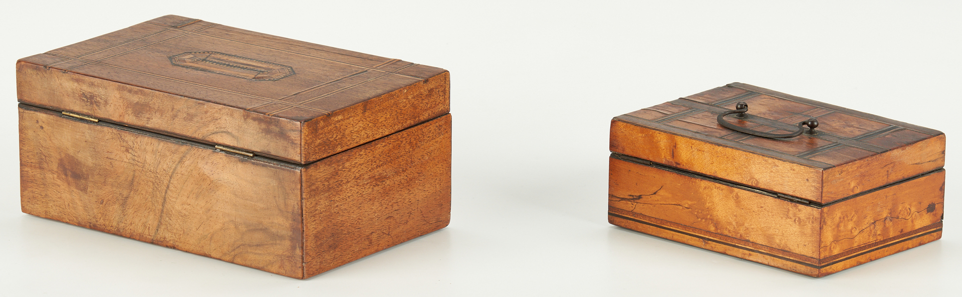 Lot 171: 4 19th Cent. Wooden Boxes, incl. Parquetry