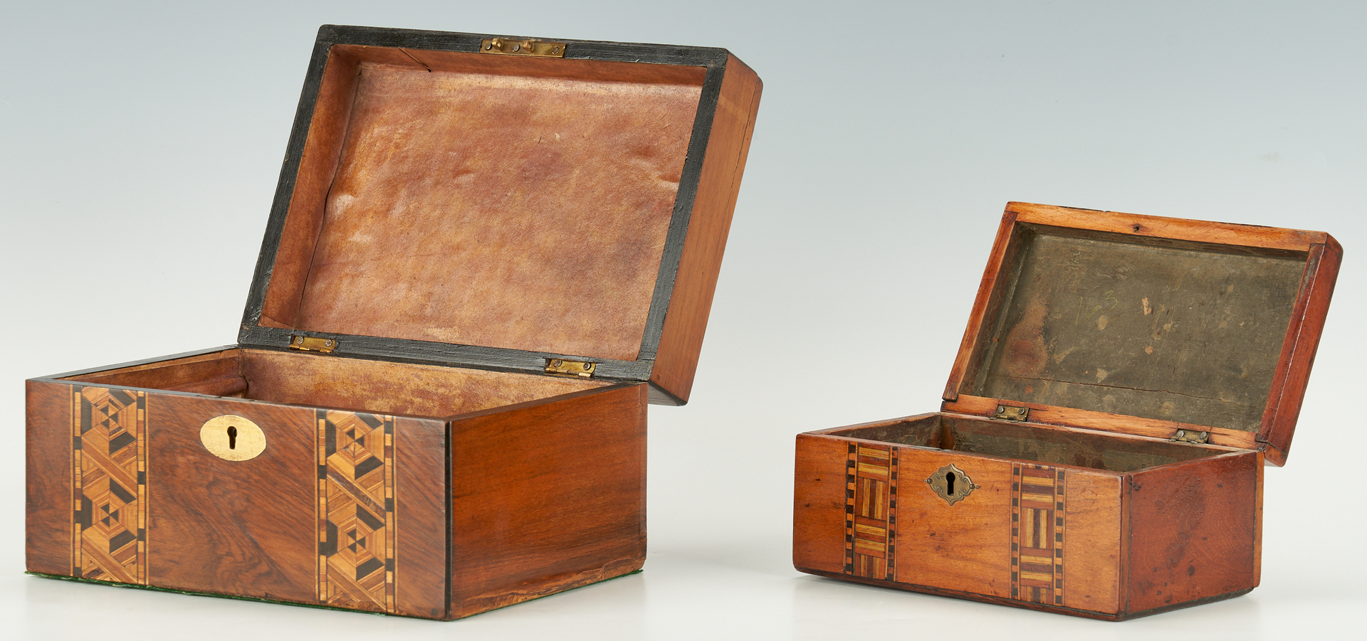 Lot 171: 4 19th Cent. Wooden Boxes, incl. Parquetry