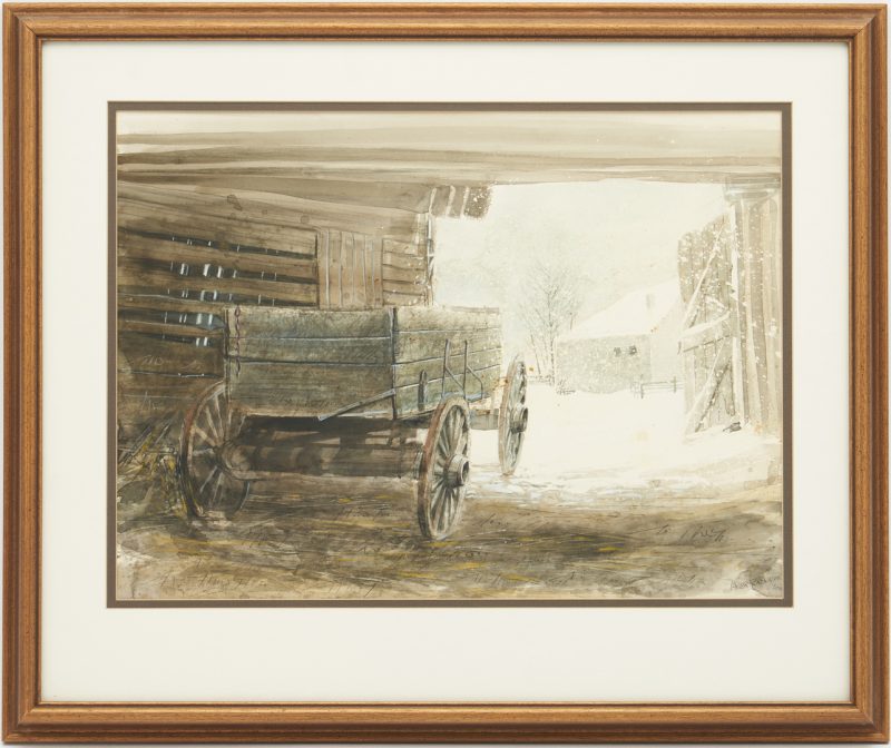 Lot 190: Xavier Ironside W/C Painting, TN Winter Scene