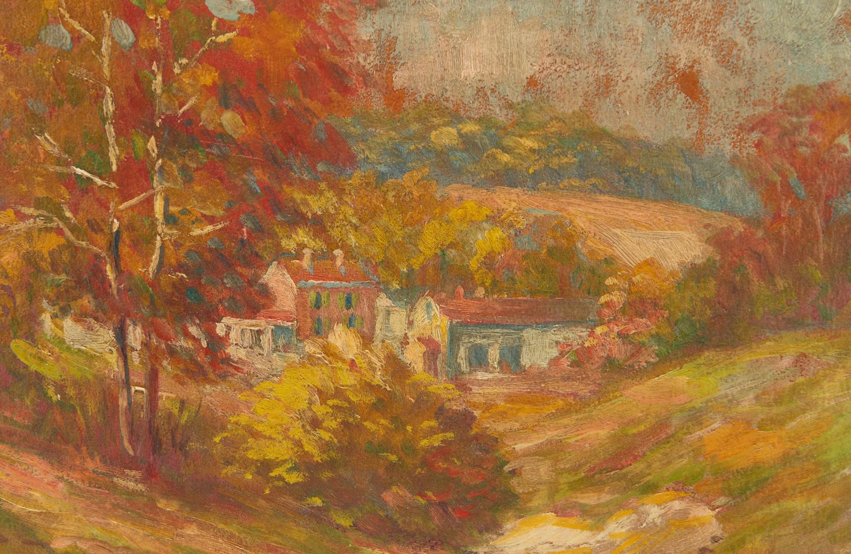 Lot 200: Leon Lippert O/B Painting, Farmhouse in Autumn Landscape